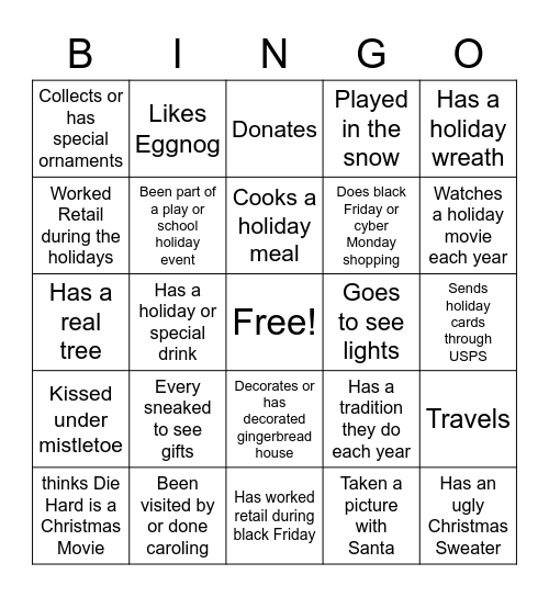 Holiday Bing Bingo Card