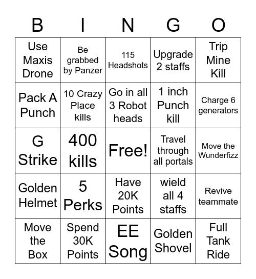 Origins Bingo Card