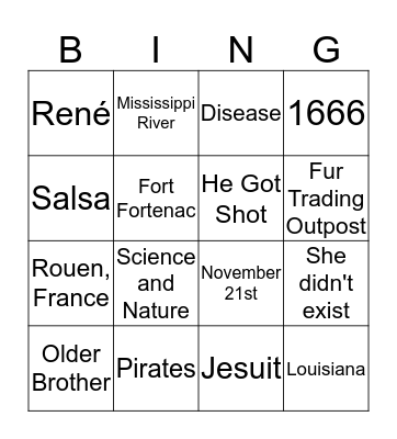 Robert De La Salle Bingo Card