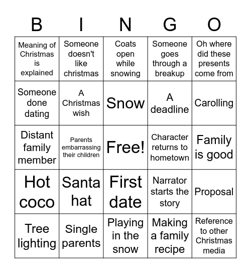 Chris Lee christmas Bingo Card