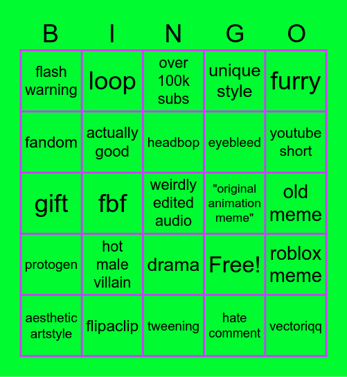 ANIMATION MEME BINGO Card