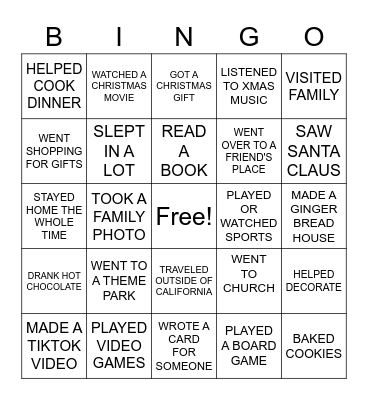 WHAT DID YOU DO OVER BREAK? Bingo Card