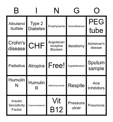 INPA Review Bingo Card