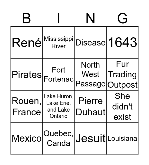 Robert De La Salle Bingo Card