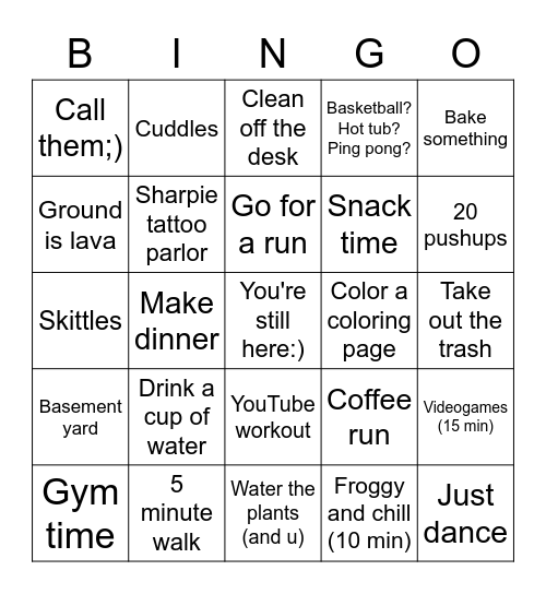 Mental Health Bingo Card