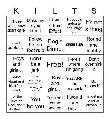 Rocky's Bingo Card