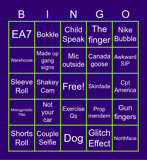 Wee Rappers' Bingo Card