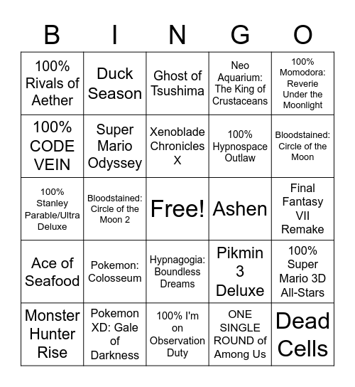 Backlog Bingo Card