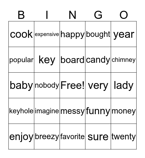 Lesson 12 Bingo Card