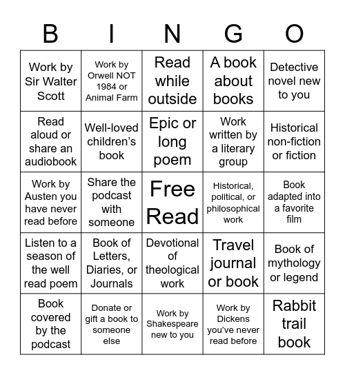 Literary Life 2023 Bingo Card
