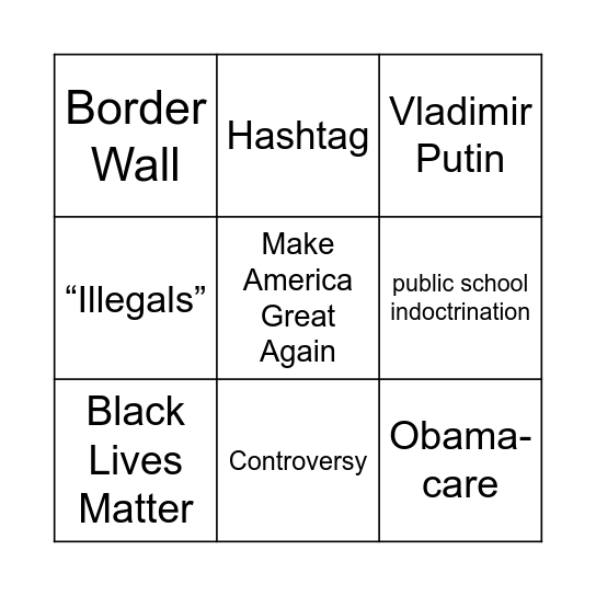 Conservative In-Law BINGO Card