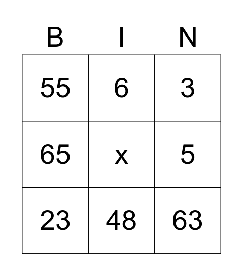 Number Bingo 1-75 Bingo Card