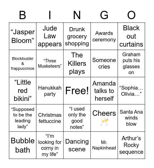 The Holiday Movie Bingo Card