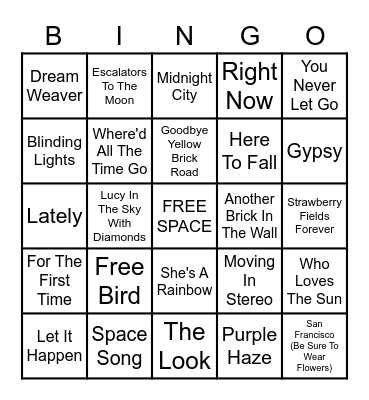 Trippy Bingo Card