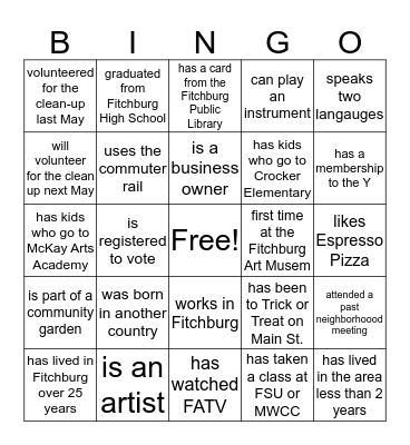 Find someone who... Bingo Card
