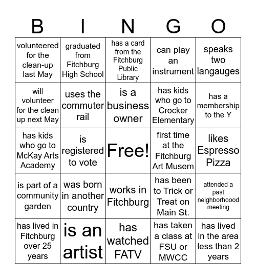 Find someone who... Bingo Card