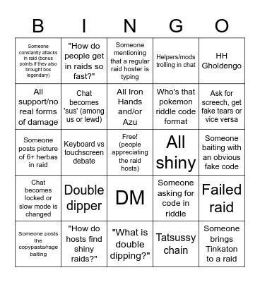 tera_raids Bingo Card