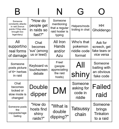 tera_raids Bingo Card