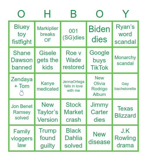 2023 🧚🏼‍♀️✨💫Bingo💫✨🧚🏼‍♀️ Bingo Card