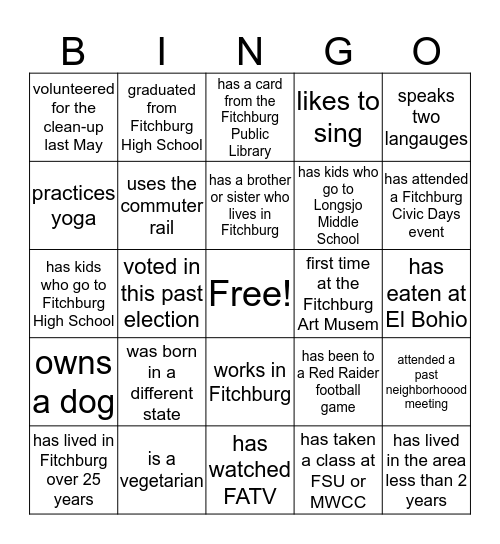 Find someone who... Bingo Card