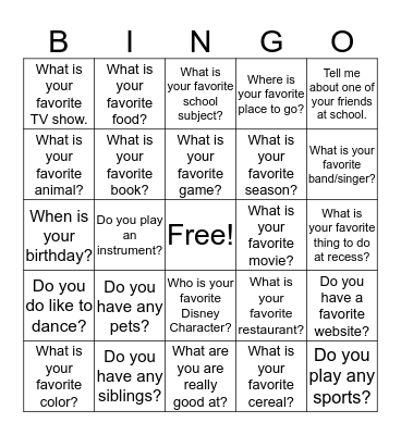 Get to Know You BINGO Card