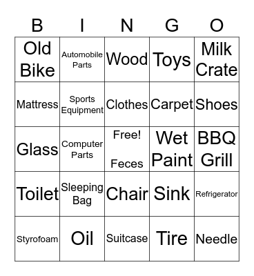 Garbage (01) - Please write SR# in square Bingo Card