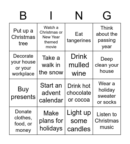 Holiday's bingo Card