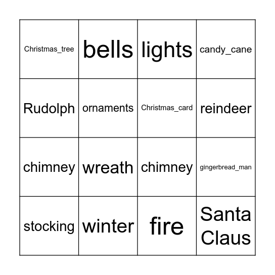 Christmas Bingo Card