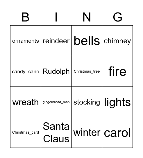Christmas Bingo Card