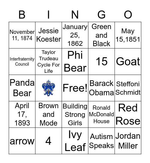 UNI FSL BINGO Card