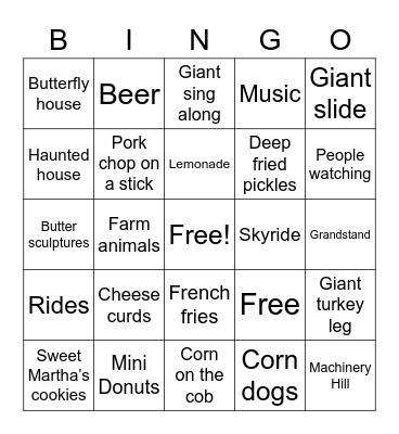 Minnesota State Fair Bingo! Bingo Card