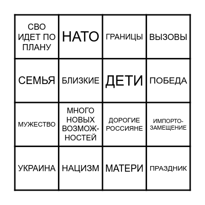 БИНГО НОВЫЙ ГОД 2023 Bingo Card