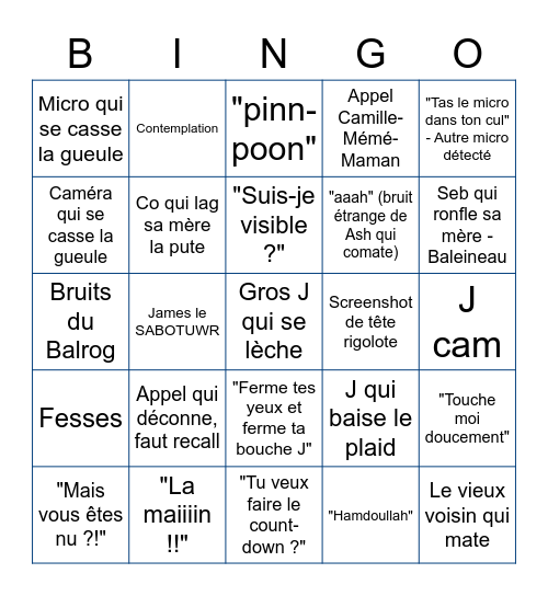 Call Skype Shlingouz-Sbébouz Bingo Card