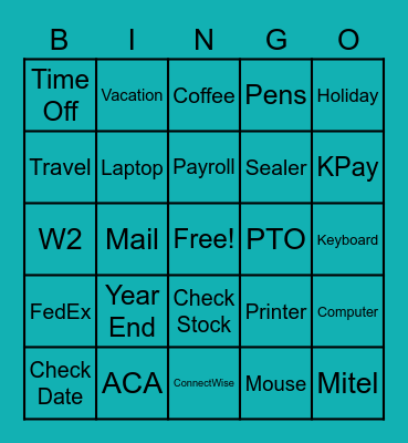 EMS Payroll Bingo Card