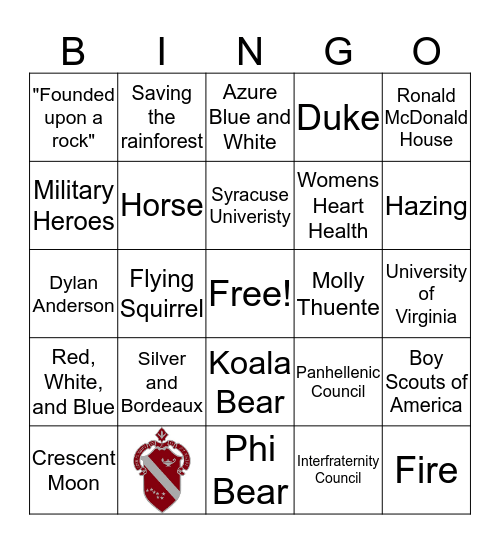 UNI FSL BINGO Card