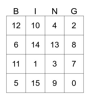 5's Addition and Subtraction Fact Bingo Card