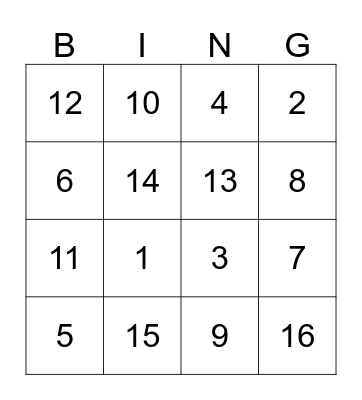 6's Addition and Subtraction Fact Bingo Card
