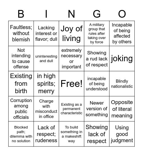 Untitled Bingo Card