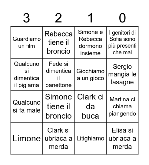 Capodanno Bingo Card