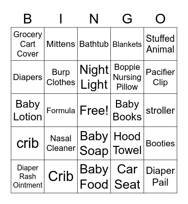 Baby Bingo Card