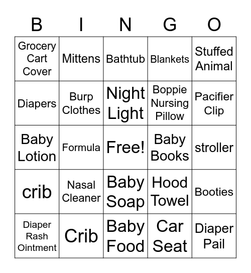 Baby Bingo Card