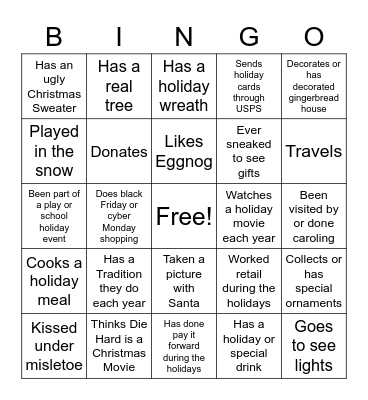 Holiday Bingo Card
