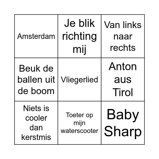 Oud en Nieuw BINGO KIDS Bingo Card
