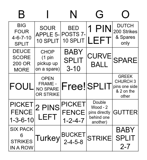 HR Off-Site Bowling Bingo Card
