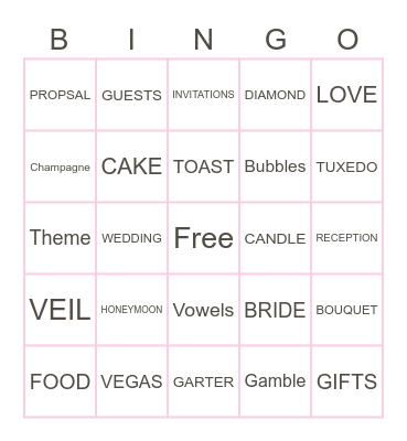 Bridal Bingo Card