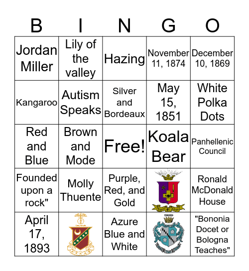 UNI FSL BINGO Card