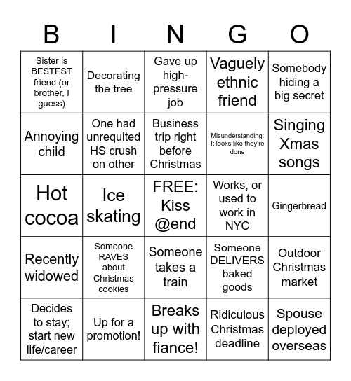 HALLMARK CHRISTMAS MOVIE BINGO Card