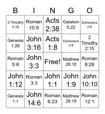 BIBLE TRIVIA Bingo Card