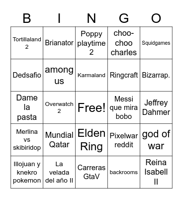 Rewind Bingo Card