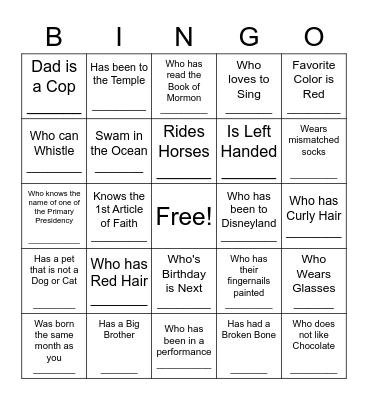 Get to Know You Bingo! Bingo Card